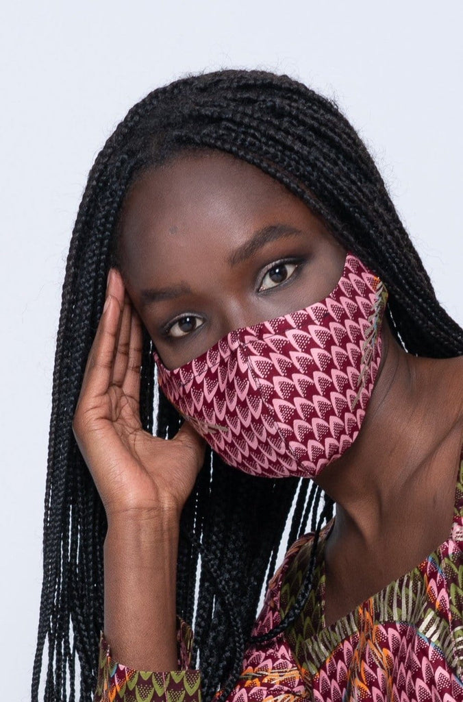 Ubuntu Mask —Gaia mask Maakola Pink and Military Green Adult- Regular 